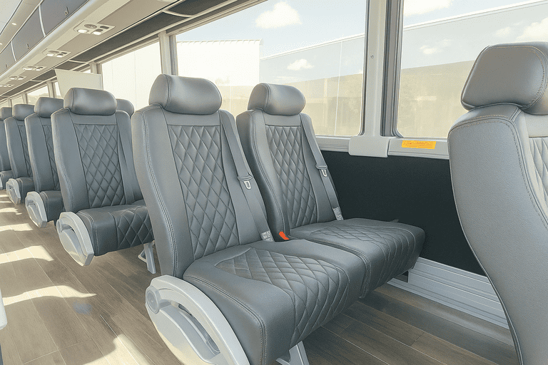 interior of Hampton Minibus Company charter bus