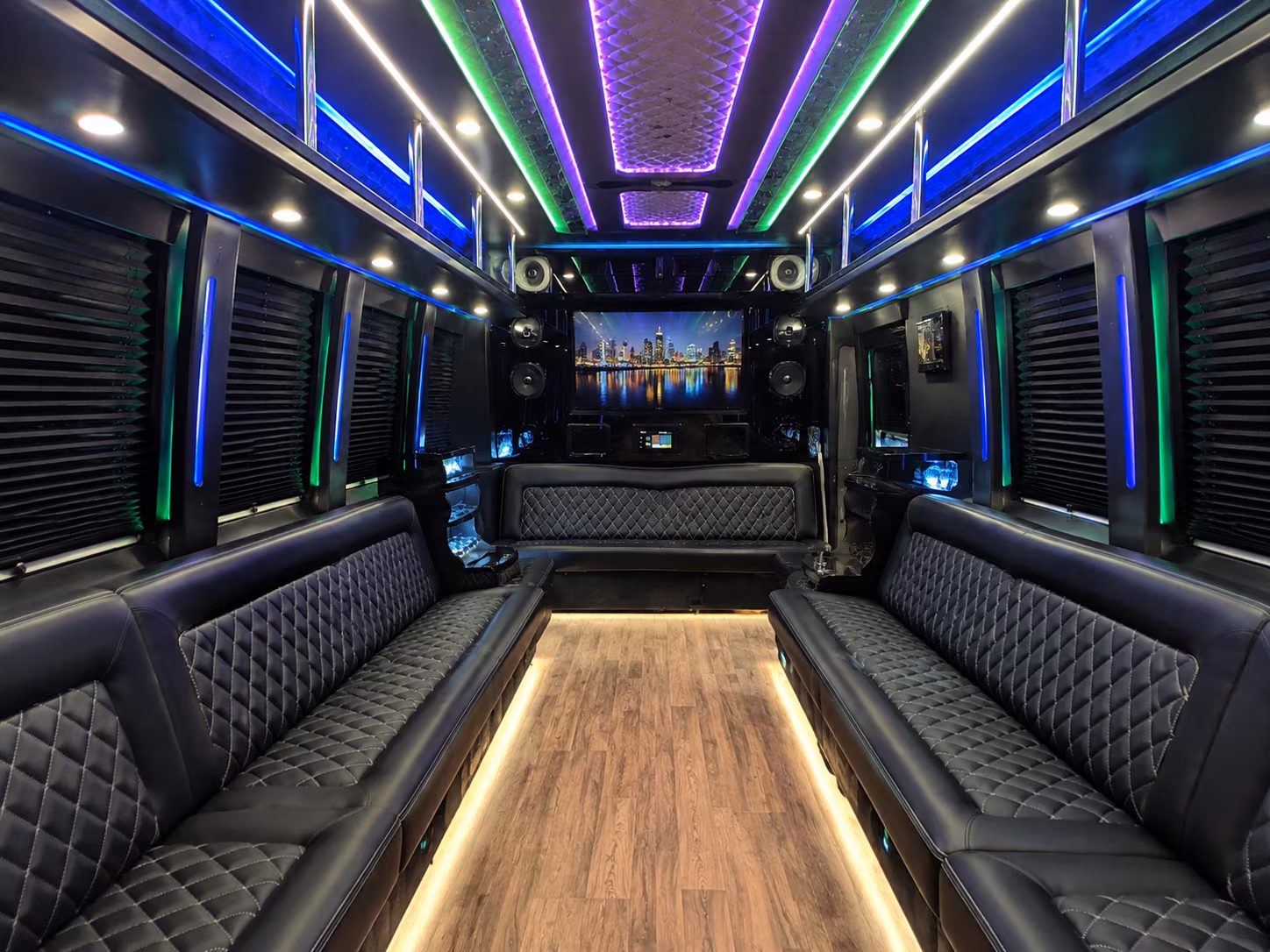 hampton 25 passenger party bus interior