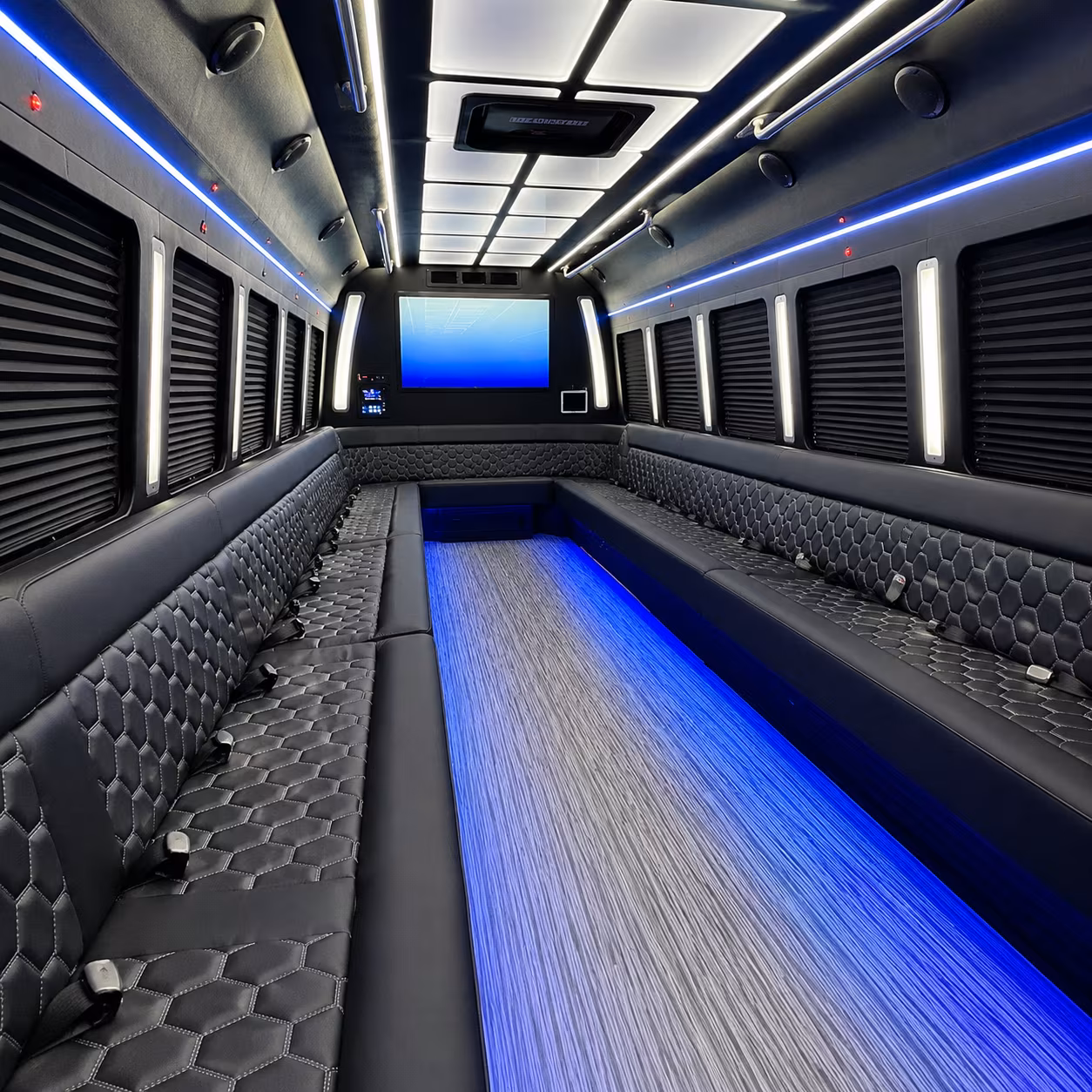 hampton 50 passenger party bus inside